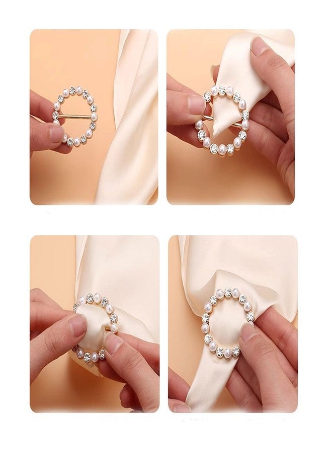 Decixde 4PCS Scarf Ring Clip Shirt Clip T-Shirt Ties Clips Clothes Corner Knotted Button for Women (Gold) - Image 3